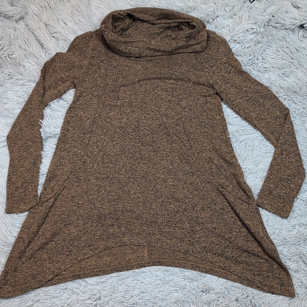 Joan Voss Sweater‎ Womens S Brown Comfort Turtleneck Pockets Casual Preppy